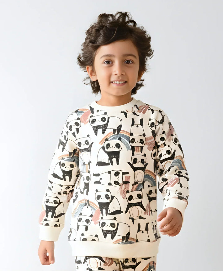 PANDA FLEECE BOYS SWEATSHIRT - WHITE - Anthrilo 