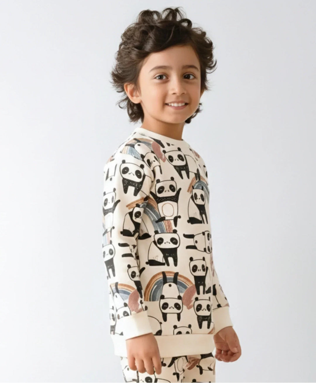 PANDA FLEECE BOYS SWEATSHIRT - WHITE - Anthrilo 