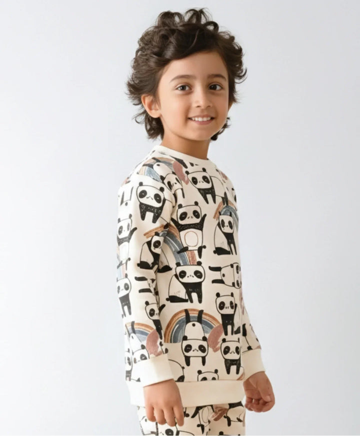 PANDA FLEECE BOYS SWEATSHIRT - WHITE - Anthrilo 