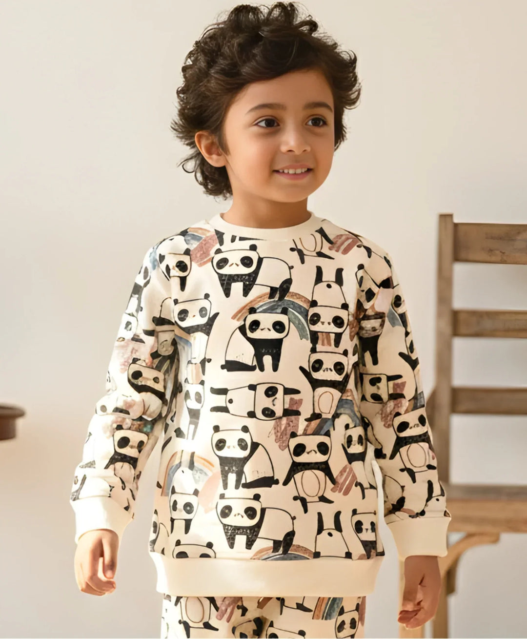 PANDA FLEECE BOYS SWEATSHIRT - WHITE - Anthrilo 