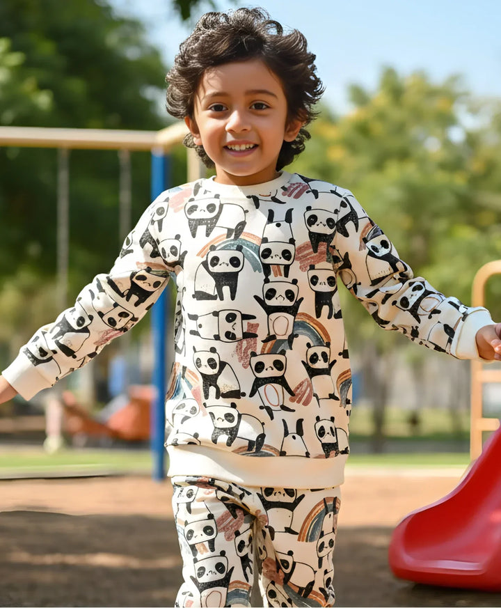 PANDA FLEECE BOYS SWEATSHIRT - WHITE - Anthrilo 