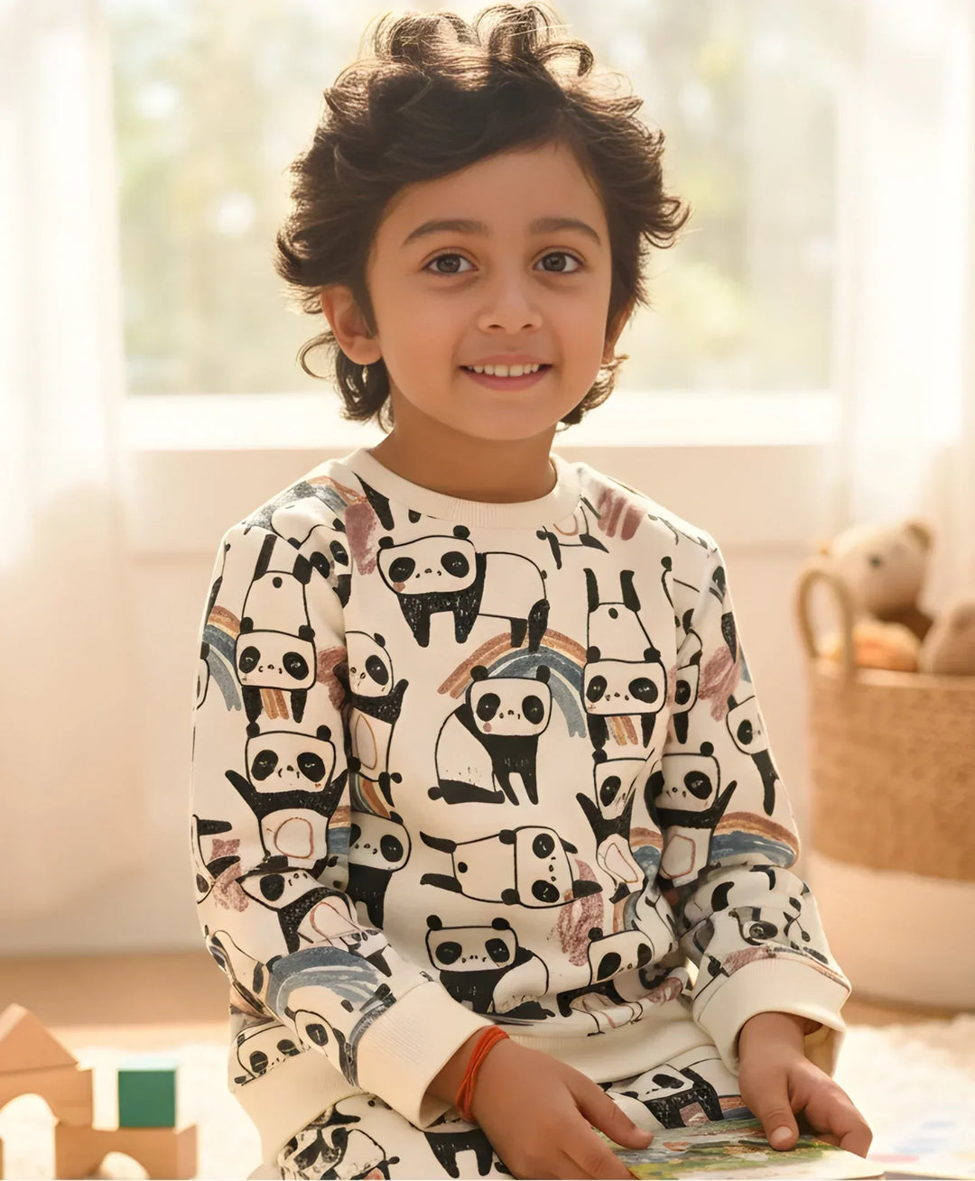 PANDA FLEECE BOYS SWEATSHIRT - WHITE - Anthrilo 