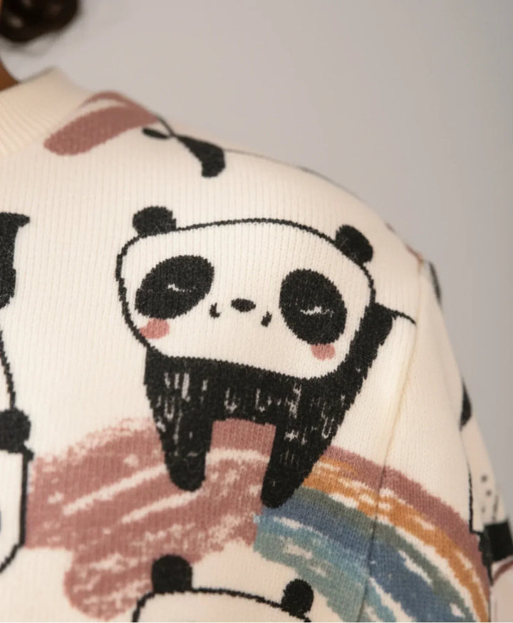 PANDA FLEECE BOYS SWEATSHIRT JOGGER SET - WHITE - Anthrilo 