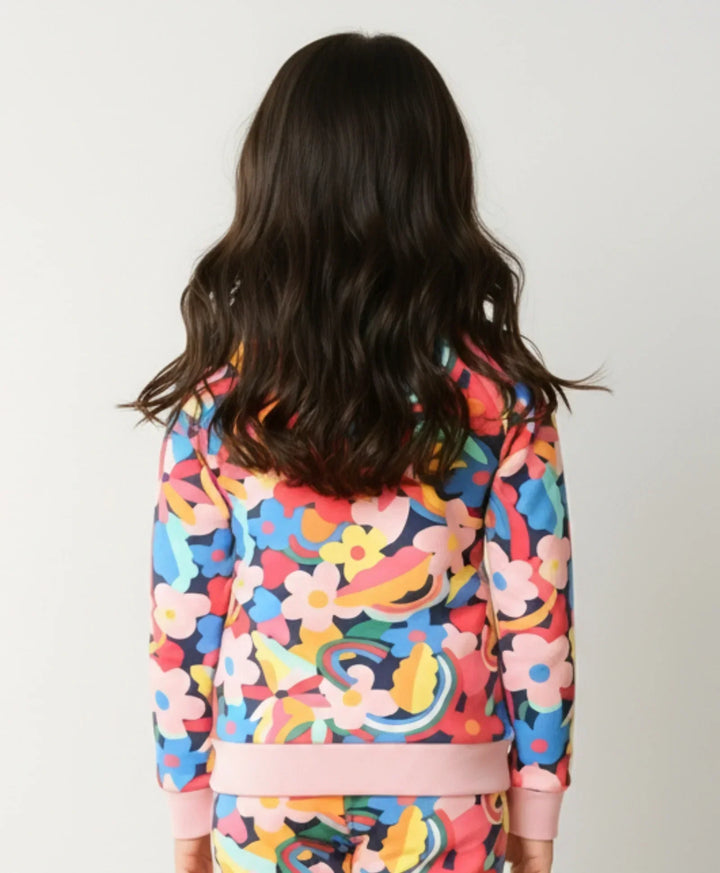 FUN FLORAL FLEECE SWEATSHIRT- PINK - Anthrilo 