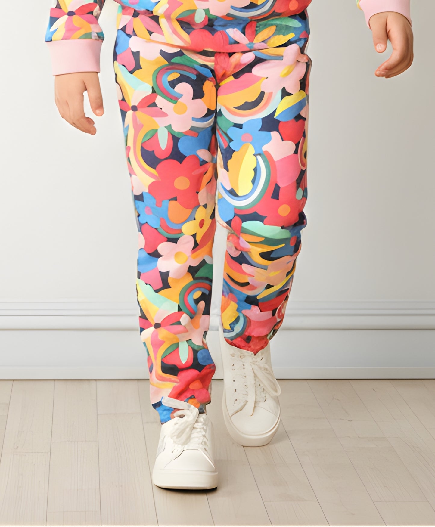 FUN FLORAL FLEECE JOGGER - PINK