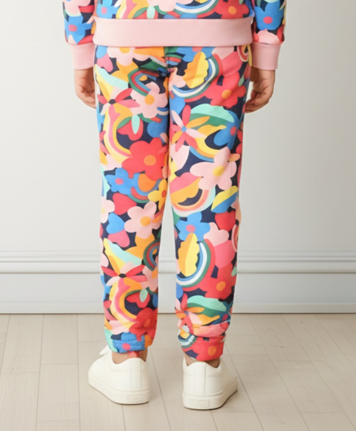 FUN FLORAL FLEECE JOGGER - PINK