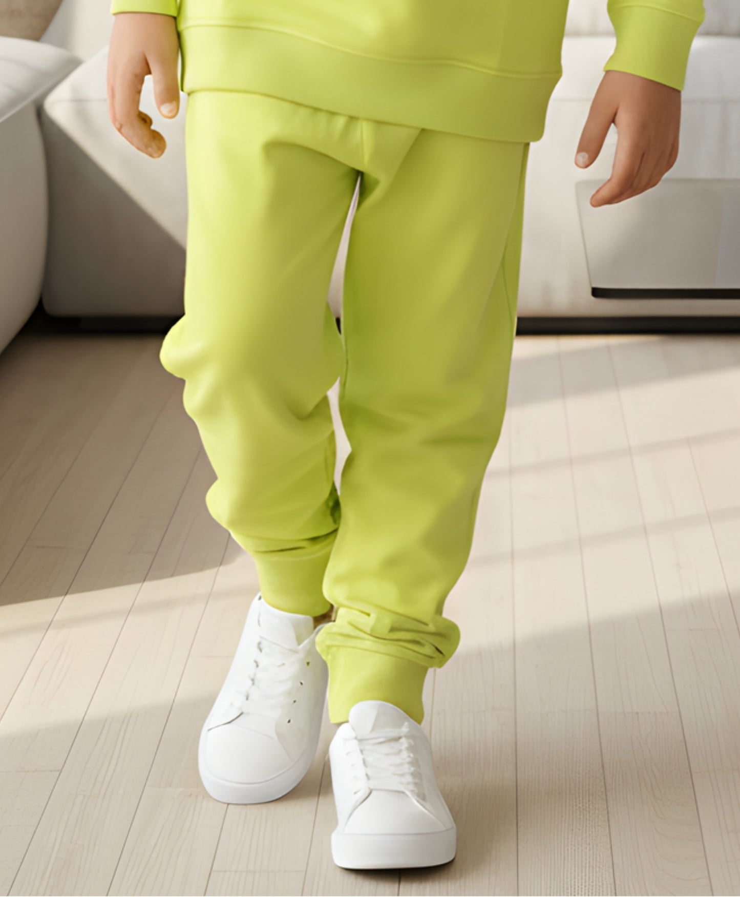 LIME FLEECE GIRLS JOGGER - LIME GREEN