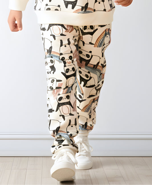 PANDA FLEECE GIRLS JOGGER - WHITE