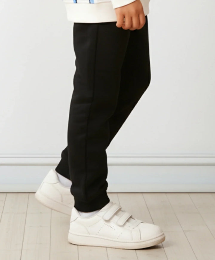 BLACK FLEECE WARM BOYS JOGGER - BLACK - Anthrilo 