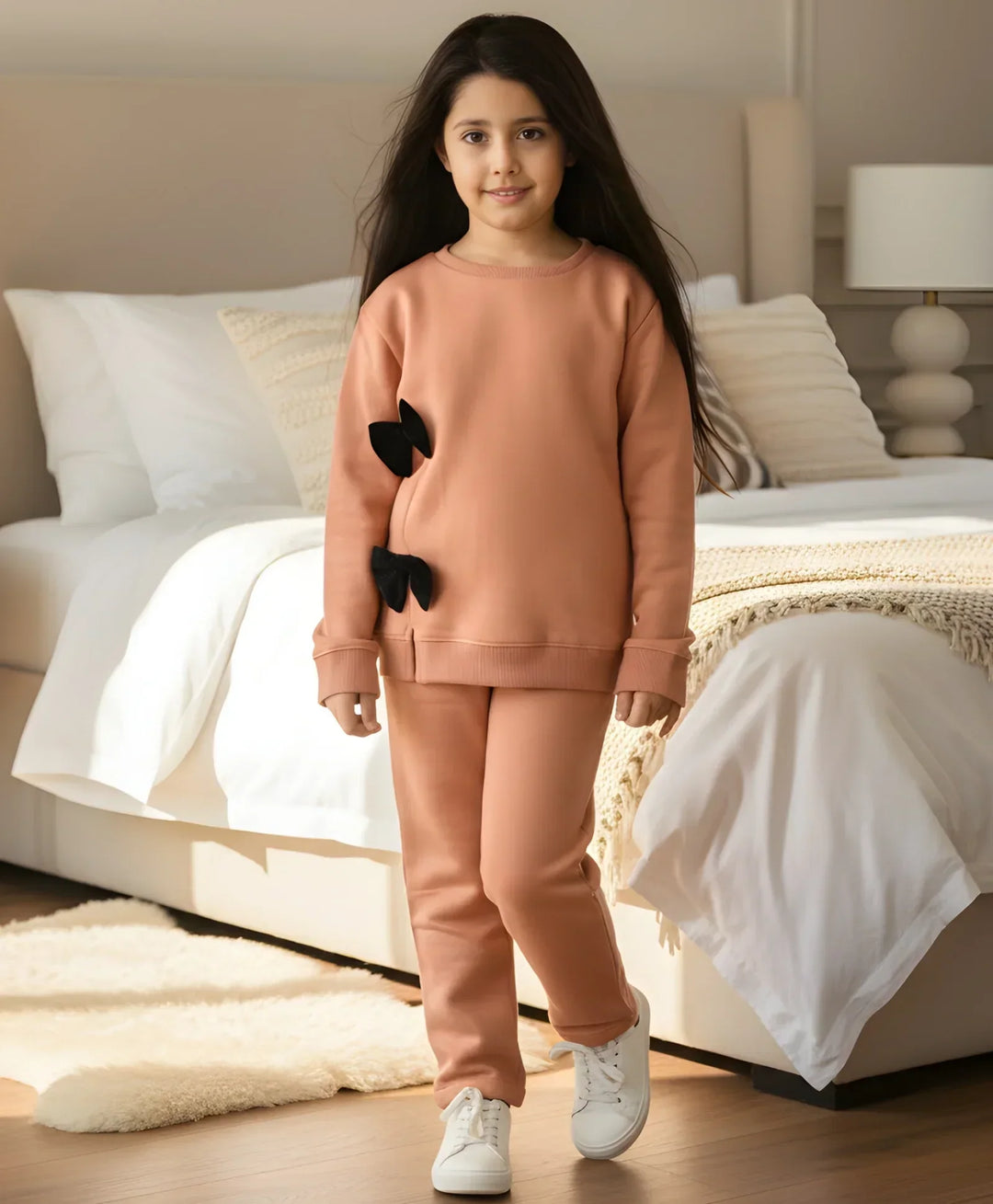 SAND BOW SWEATSHIRT JOGGER SET D (FLEECE) - Anthrilo 