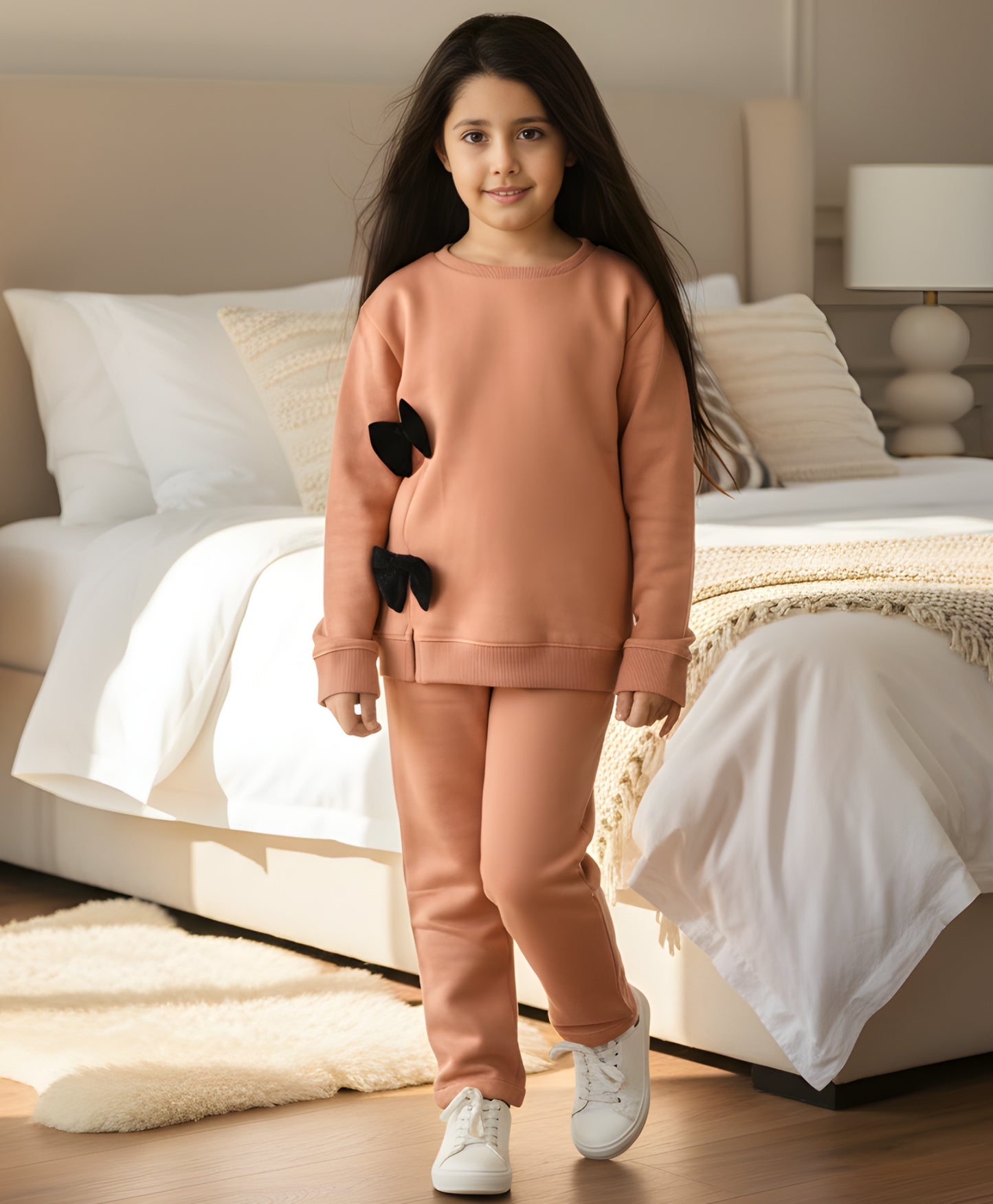 SAND BOW SWEATSHIRT JOGGER SET D (FLEECE)