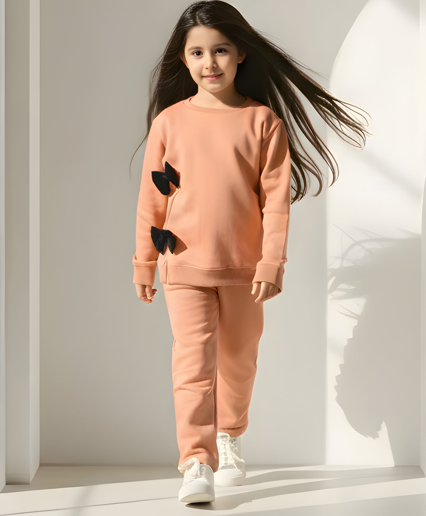 SAND BOW SWEATSHIRT JOGGER SET D (FLEECE)