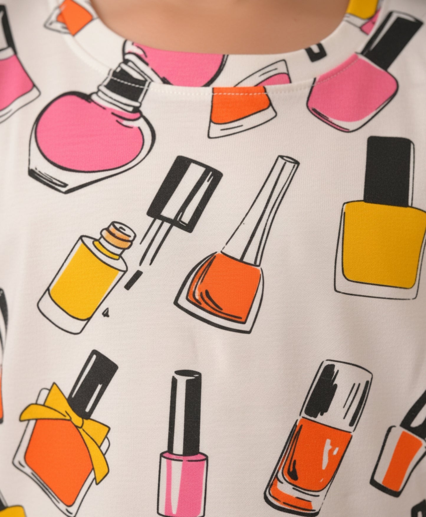 NAIL PAINT LONG SLEEVES PYJAMA SET - WHITE