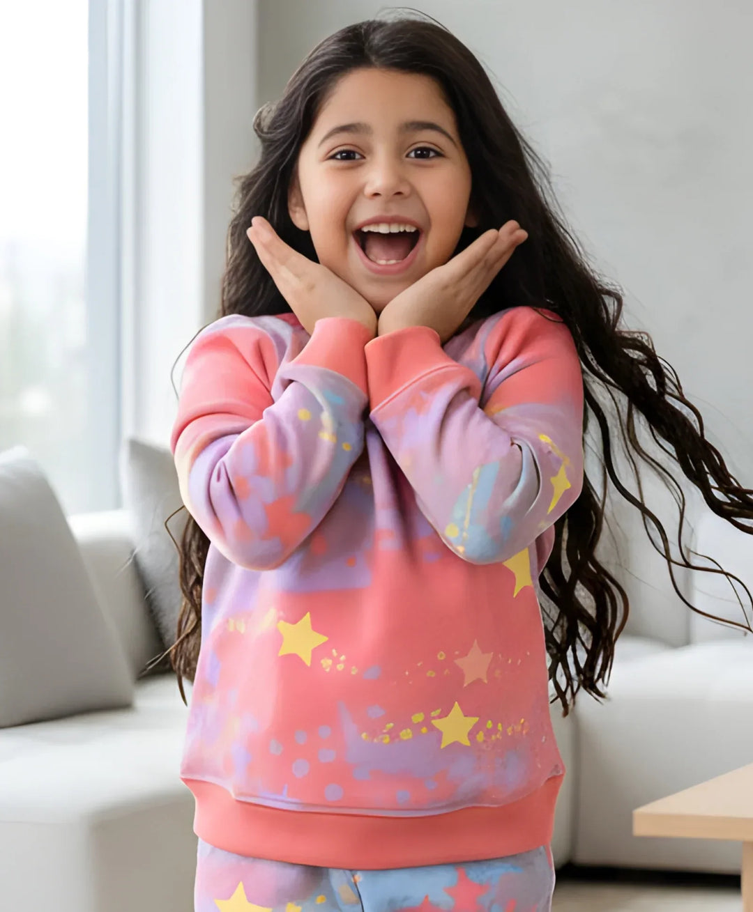 TIE DYE STAR FLEECE SWEATSHIRT - PINK - Anthrilo 