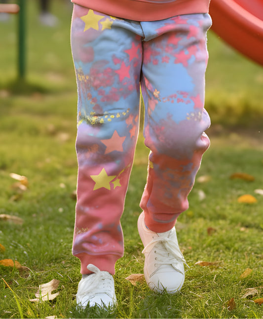 TIE DYE STAR FLEECE JOGGER - PINK
