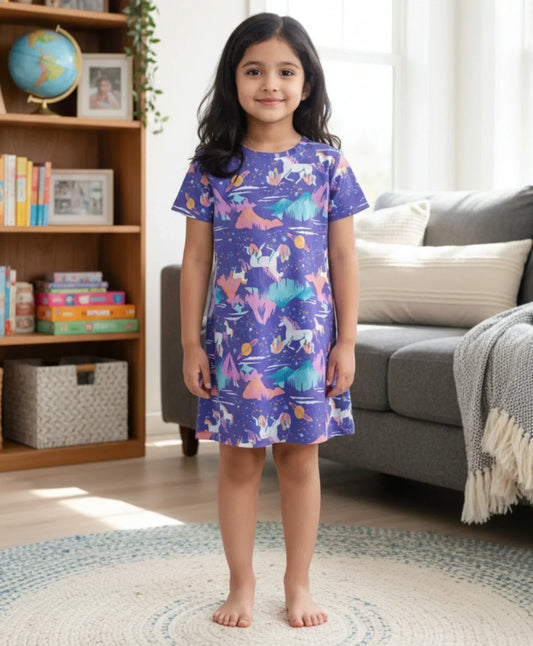 UNICORN PLANET NIGHT DRESS - PURPLE - Anthrilo 