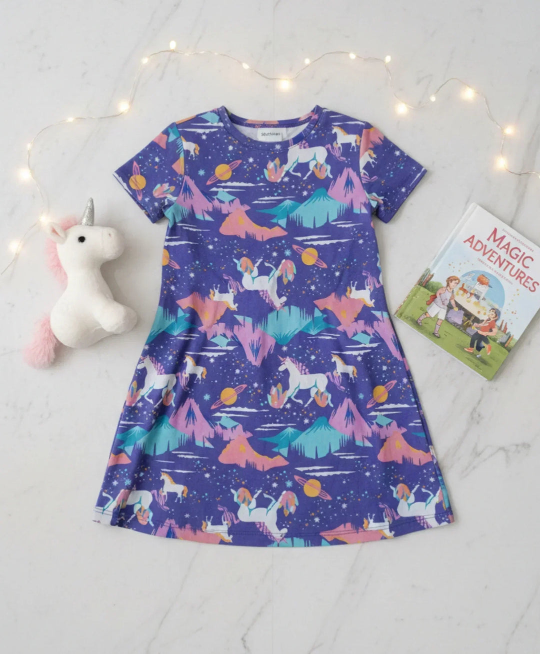 UNICORN PLANET NIGHT DRESS - PURPLE - Anthrilo 