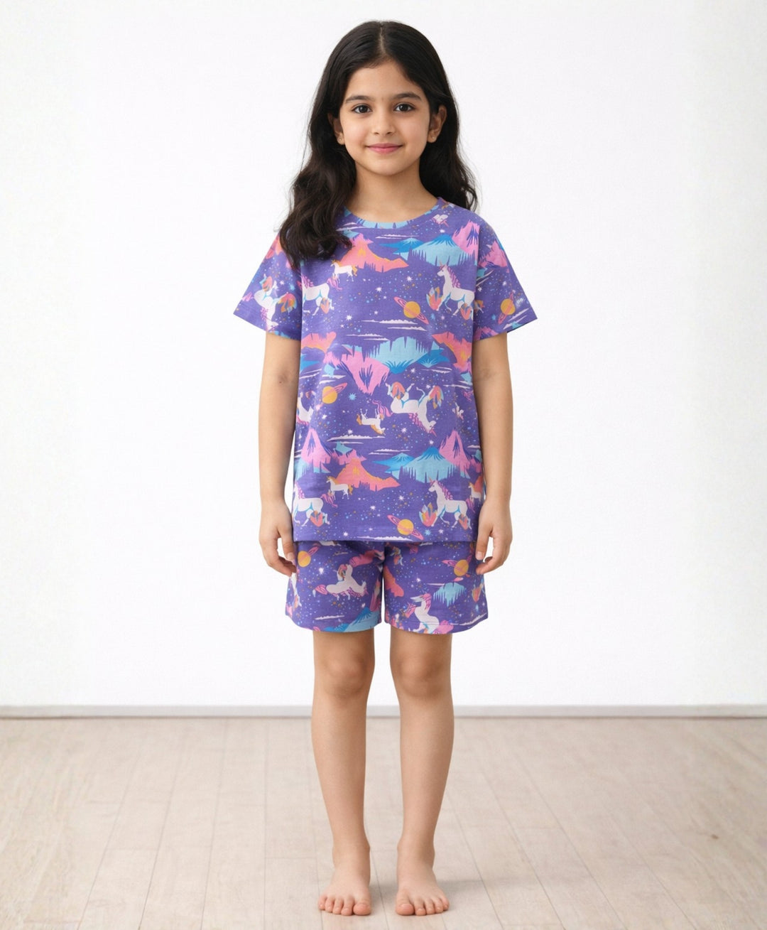 UNICORN PLANET SLEEPWEAR SHORTS SET - PURPLE - Anthrilo 