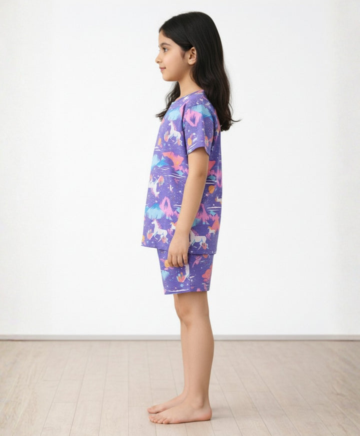 UNICORN PLANET SLEEPWEAR SHORTS SET - PURPLE - Anthrilo 