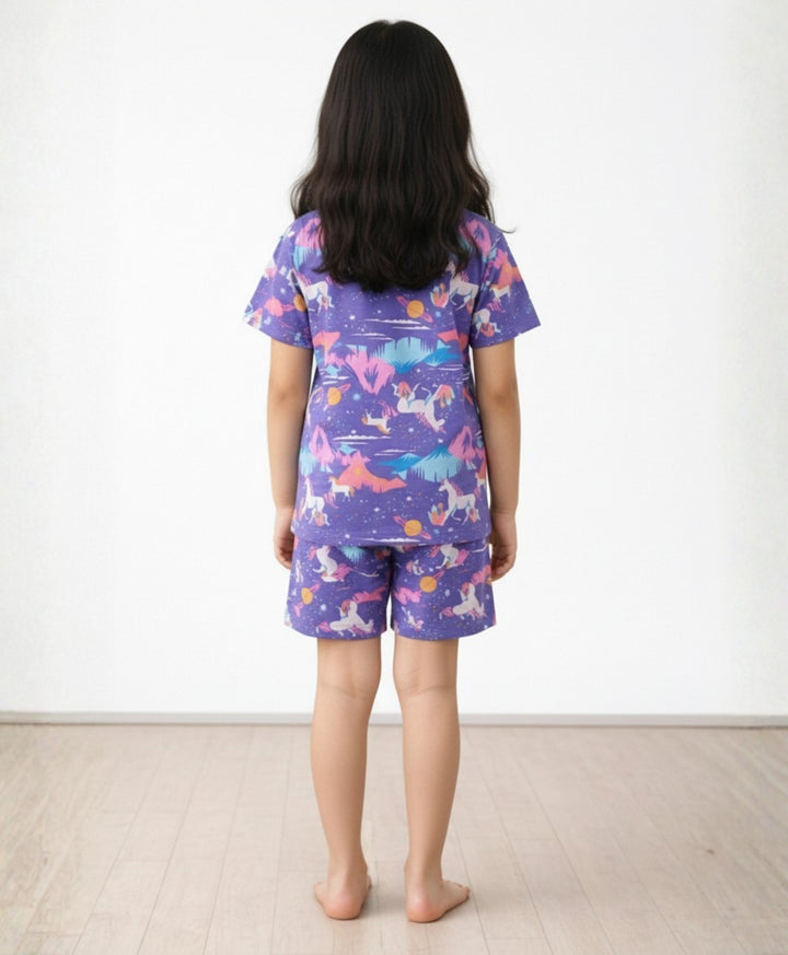 UNICORN PLANET SLEEPWEAR SHORTS SET - PURPLE - Anthrilo 
