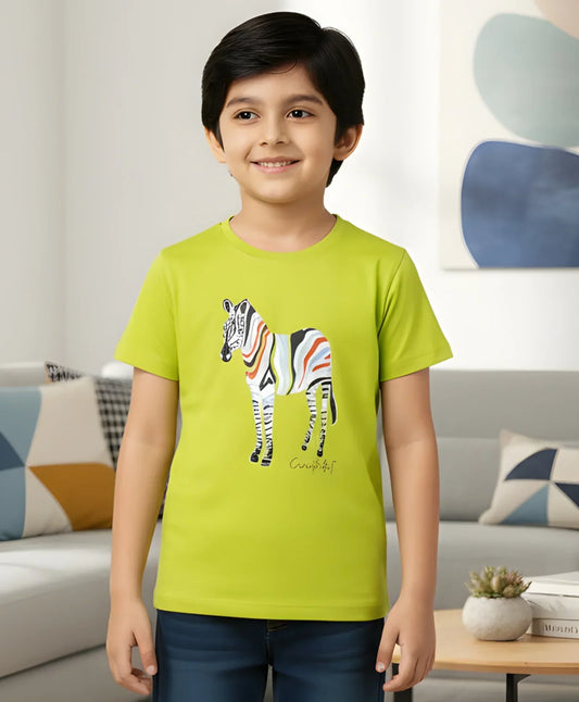 ZEBRA LIME SHORT SLEEVES T-SHIRT - LIME - Anthrilo 