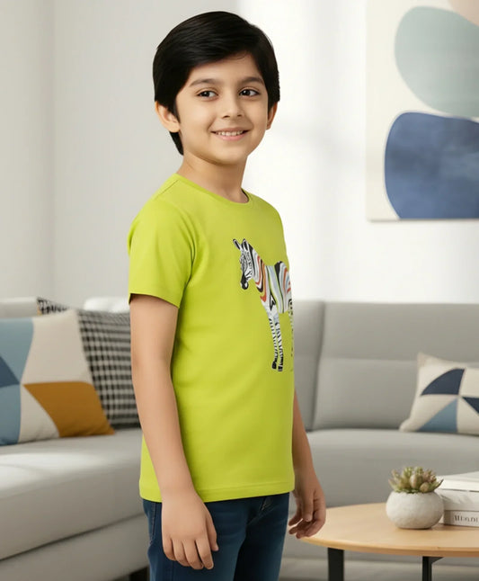 ZEBRA LIME SHORT SLEEVES T-SHIRT - LIME - Anthrilo 