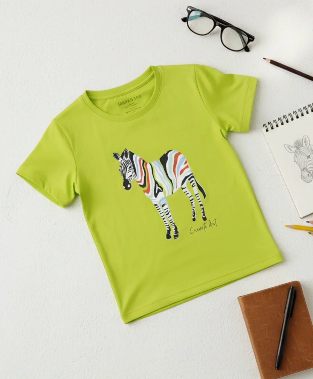 ZEBRA LIME SHORT SLEEVES T-SHIRT - LIME - Anthrilo 