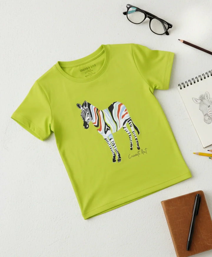 ZEBRA LIME SHORT SLEEVES T-SHIRT - LIME - Anthrilo 
