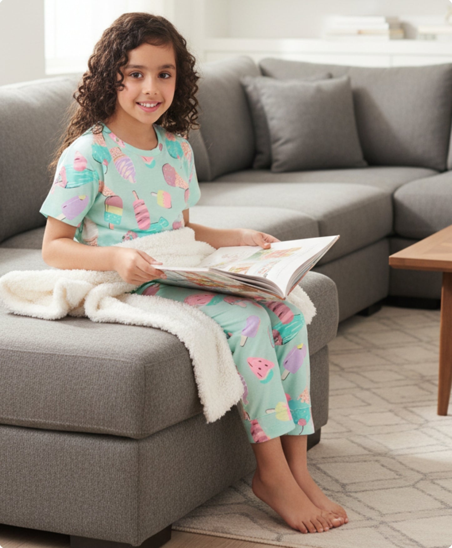 ICECREAM AQUA SHORT SLEEVES PYJAMA SET - AQUA