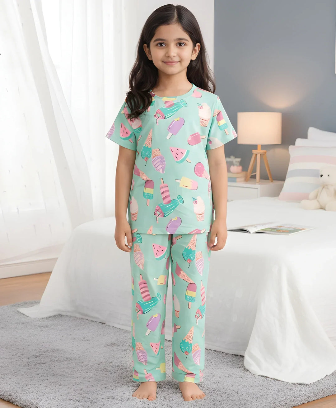 ICECREAM AQUA SHORT SLEEVES PYJAMA SET - AQUA - Anthrilo 