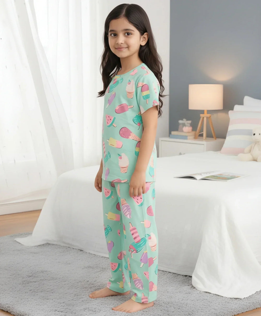 ICECREAM AQUA SHORT SLEEVES PYJAMA SET - AQUA - Anthrilo 
