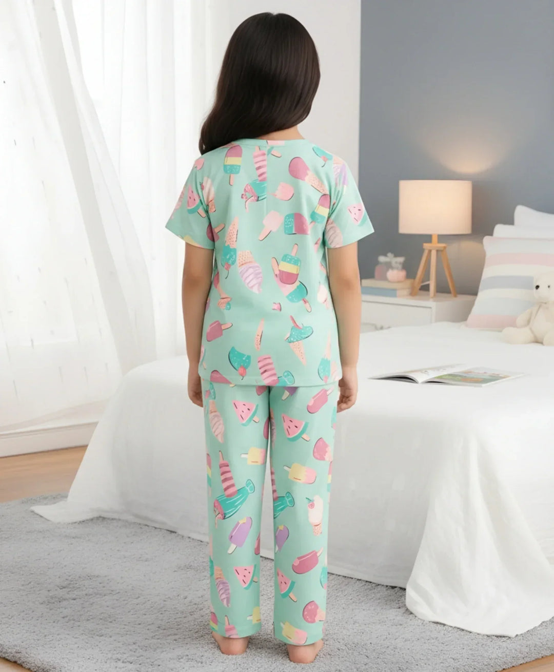 ICECREAM AQUA SHORT SLEEVES PYJAMA SET - AQUA - Anthrilo 