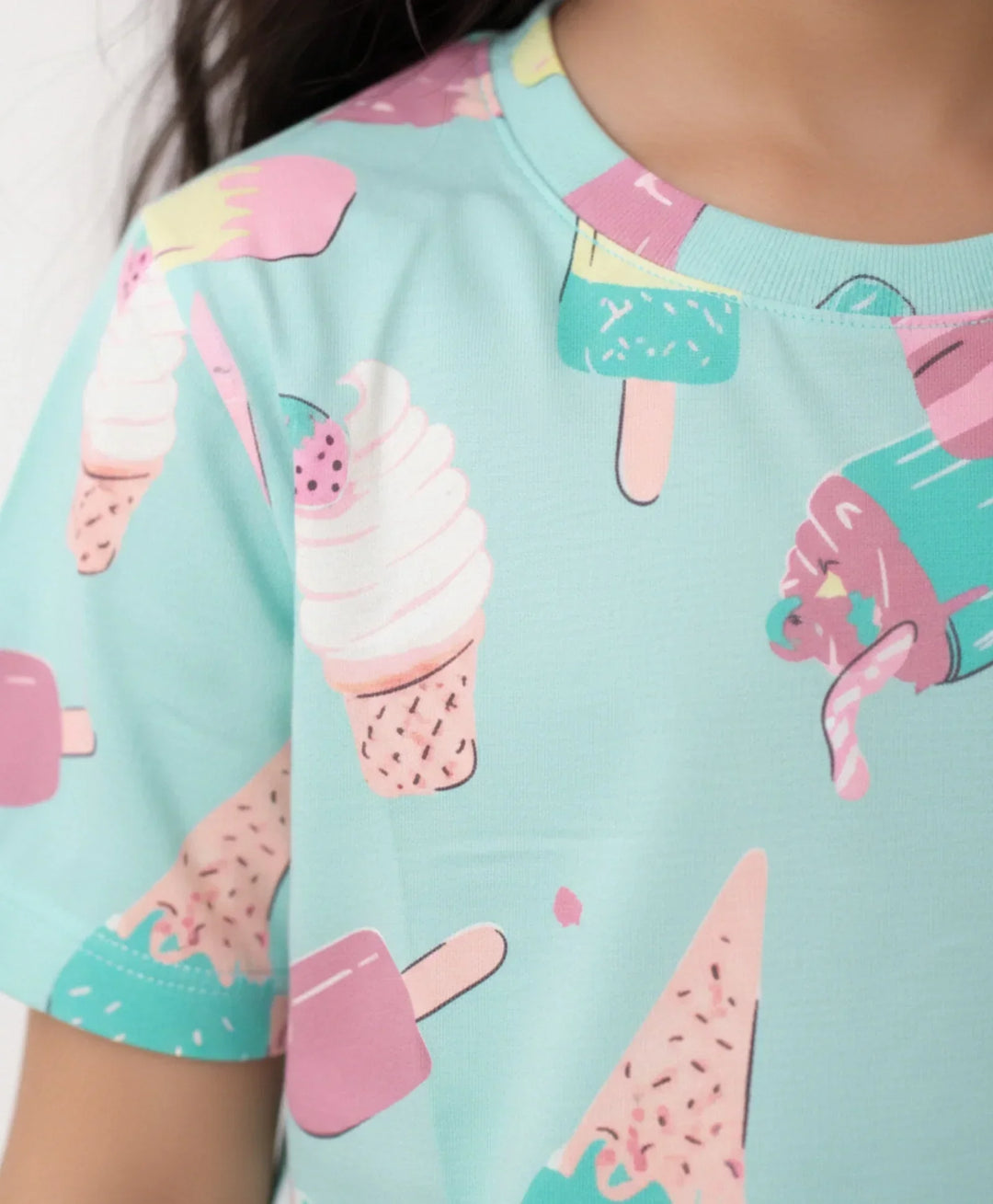 ICECREAM AQUA SHORT SLEEVES PYJAMA SET - AQUA - Anthrilo 