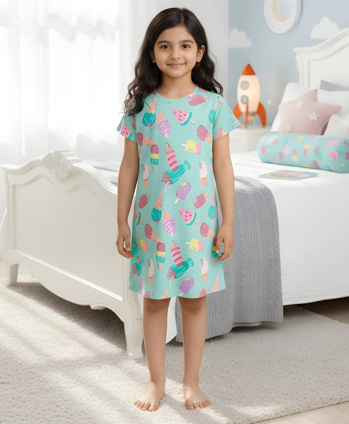 ICECREAM AQUA NIGHT DRESS - AQUA - Anthrilo 