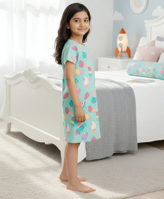 ICECREAM AQUA NIGHT DRESS - AQUA - Anthrilo 