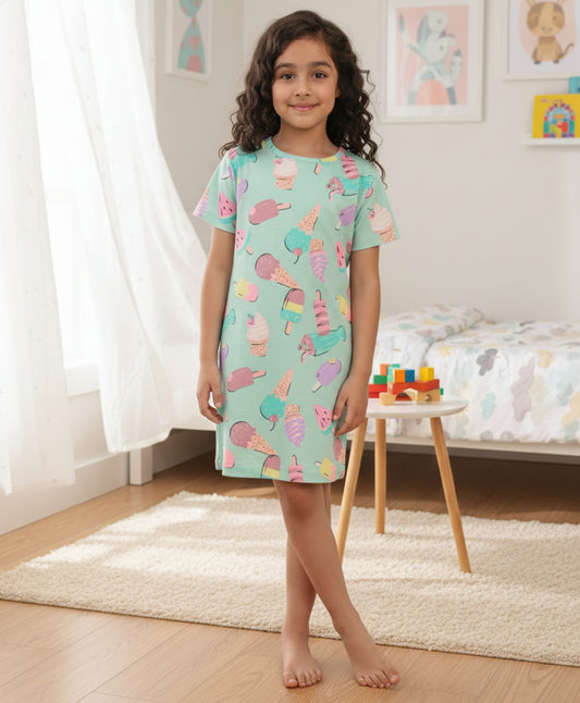 ICECREAM AQUA NIGHT DRESS - AQUA - Anthrilo 