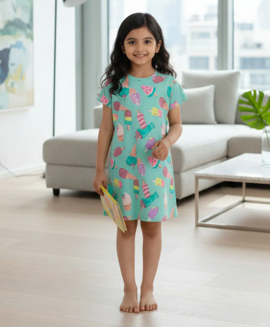 ICECREAM AQUA NIGHT DRESS - AQUA - Anthrilo 