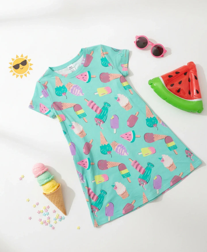ICECREAM AQUA NIGHT DRESS - AQUA - Anthrilo 