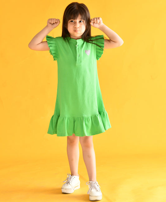 GREEN SILVER HEART SUMMER DRESS - GREEN