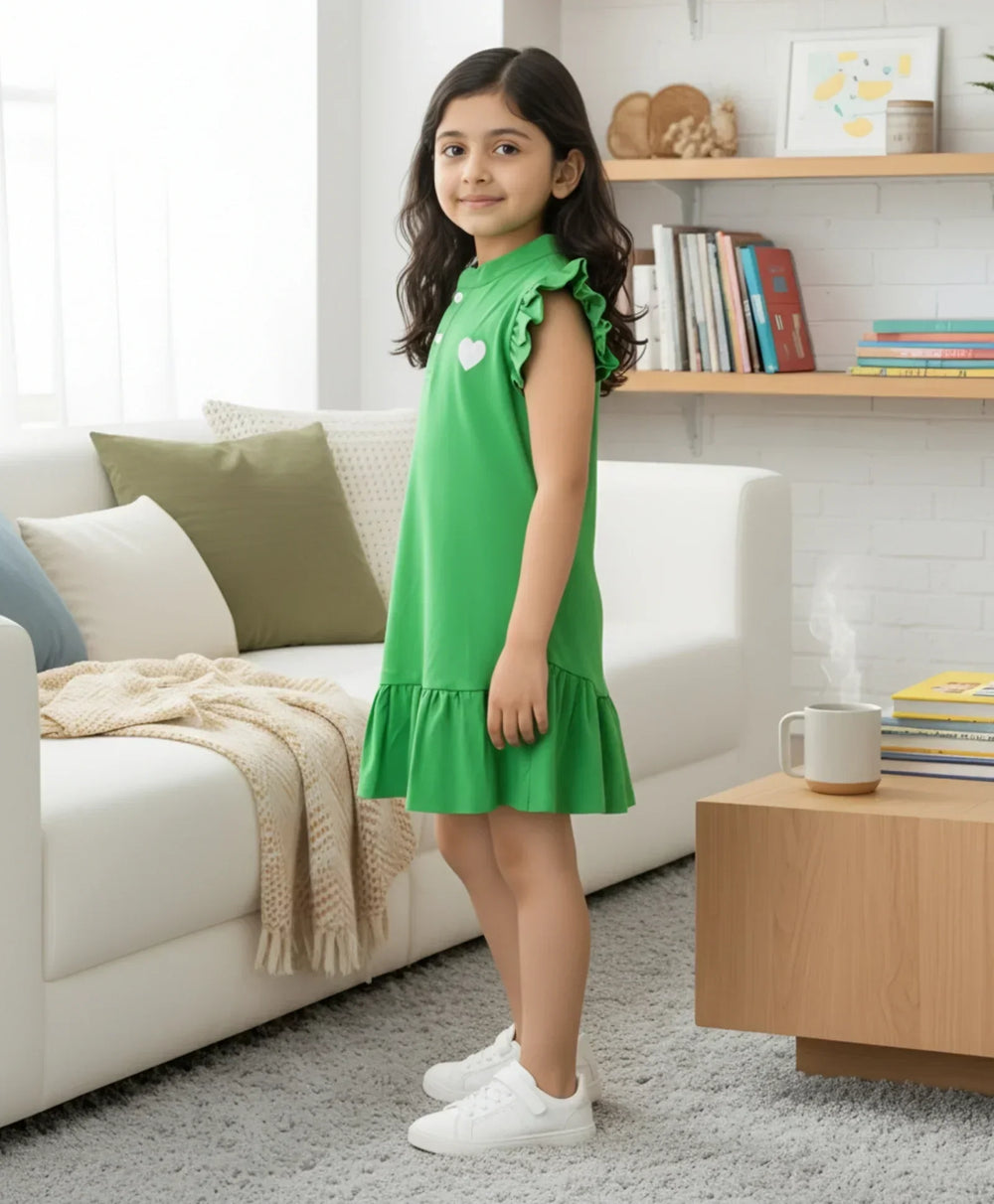 GREEN HEART DRESS - GREEN - Anthrilo 