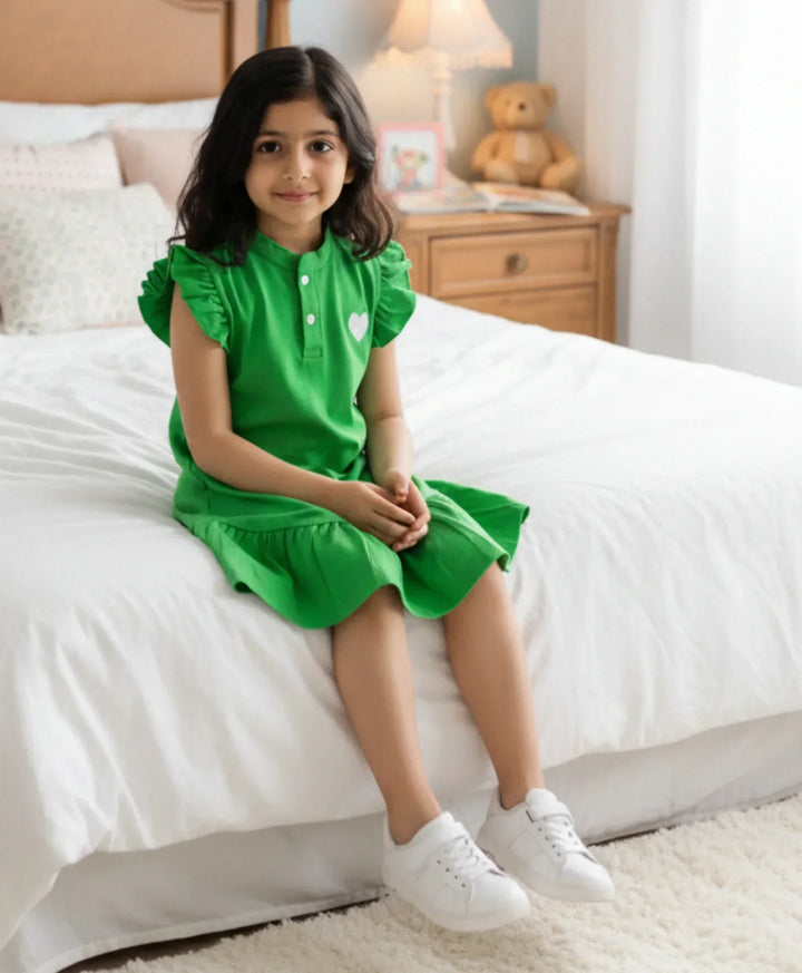 GREEN HEART DRESS - GREEN - Anthrilo 