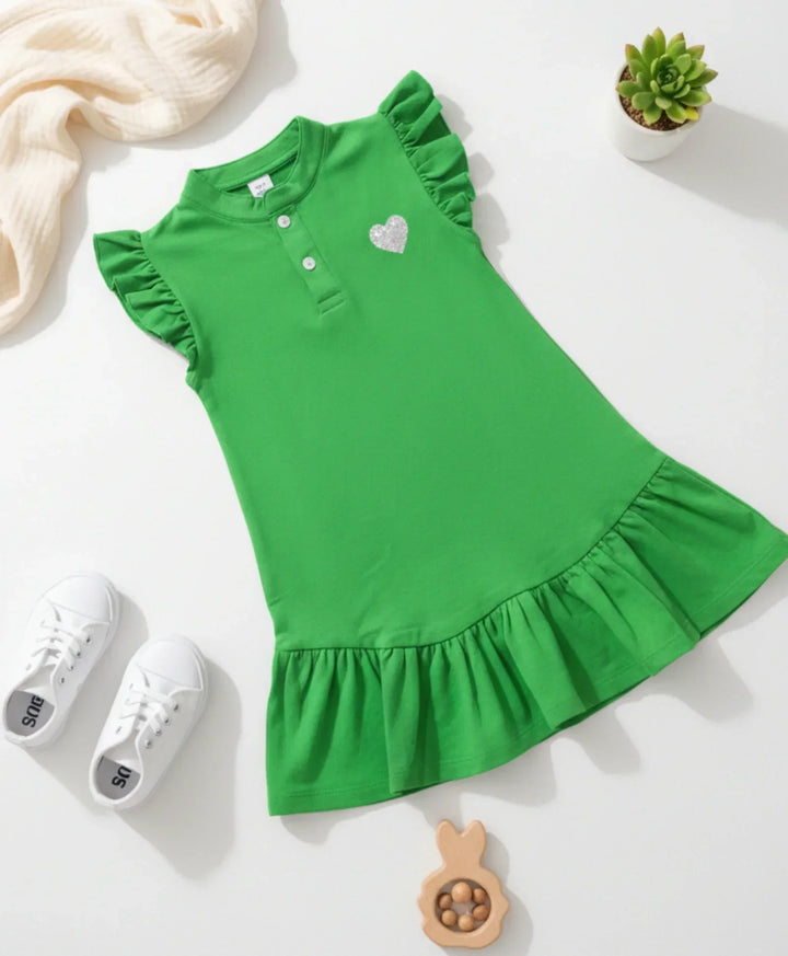 GREEN HEART DRESS - GREEN - Anthrilo 