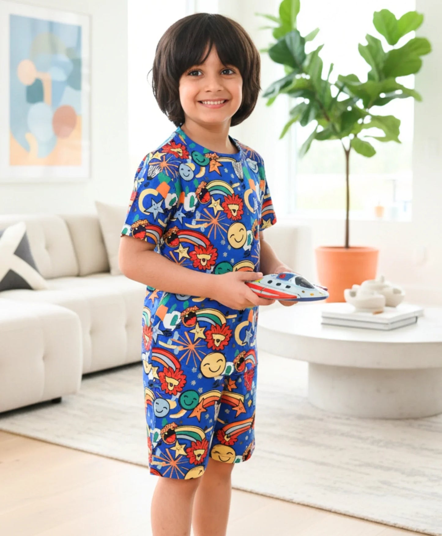 ANIMAL BLUE SLEEPWEAR SHORTS SET - BLUE