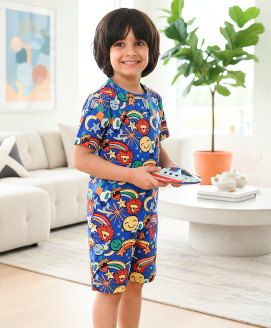ANIMAL BLUE SLEEPWEAR SHORTS SET - BLUE
