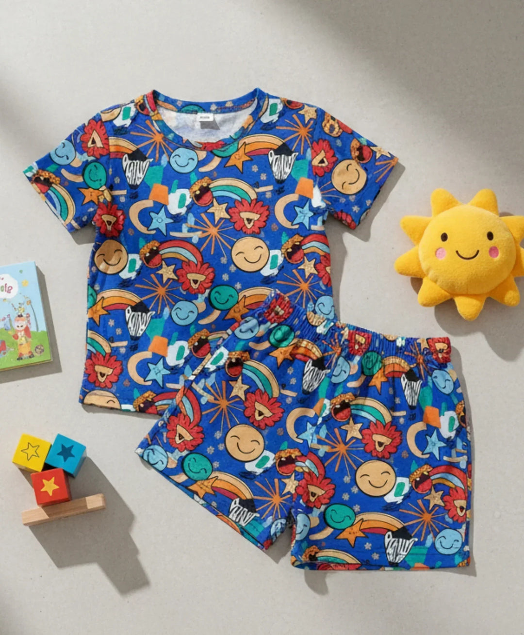 ANIMAL BLUE GIRLS  SLEEPWEAR SHORTS SET - BLUE - Anthrilo 