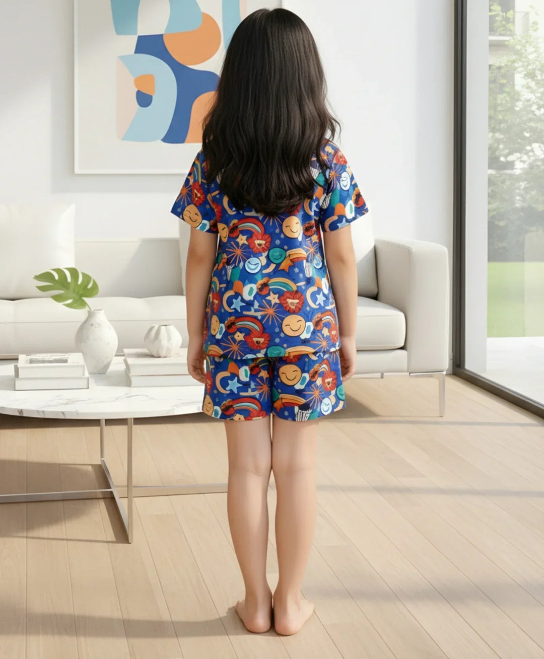 ANIMAL BLUE GIRLS  SLEEPWEAR SHORTS SET - BLUE - Anthrilo 