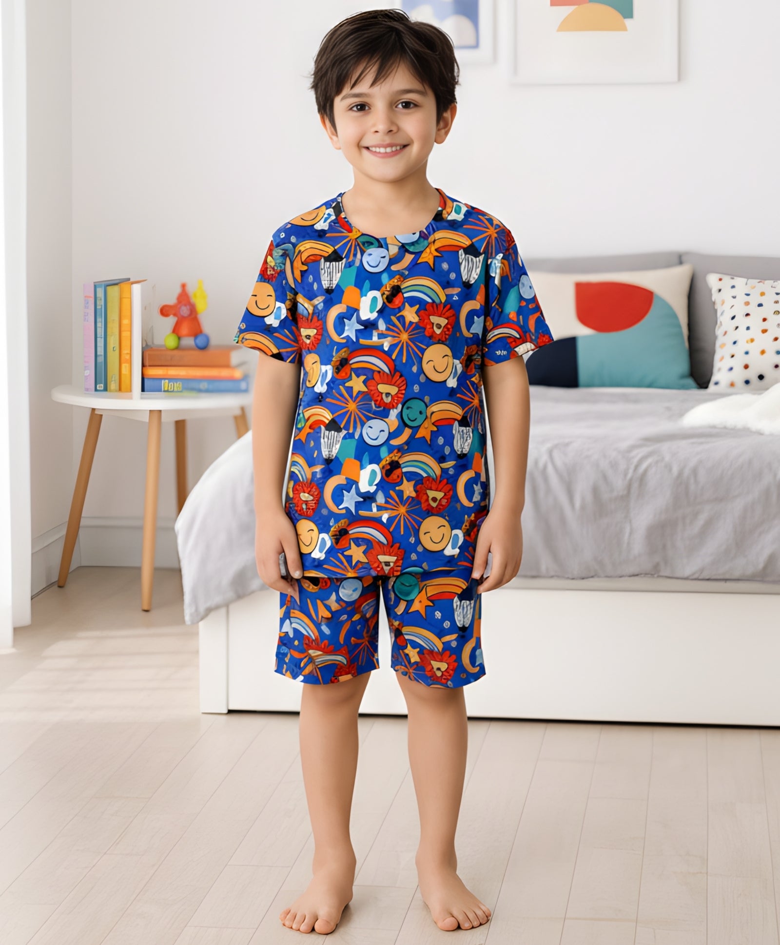 ANIMAL BLUE SLEEPWEAR SHORTS SET - BLUE - Anthrilo 