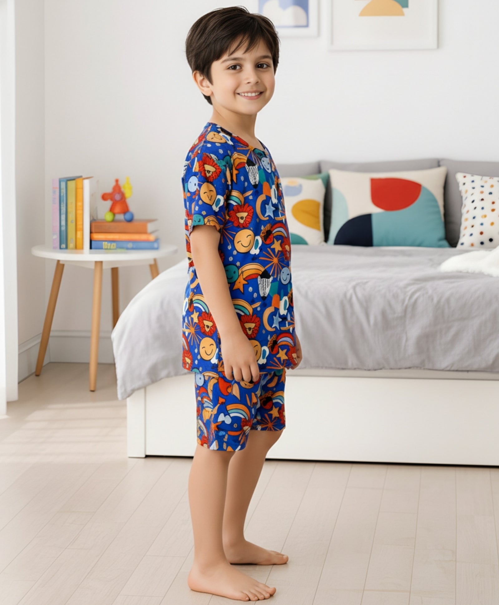 ANIMAL BLUE SLEEPWEAR SHORTS SET - BLUE - Anthrilo 