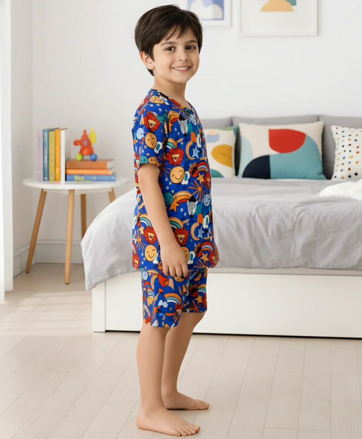 ANIMAL BLUE SLEEPWEAR SHORTS SET - BLUE - Anthrilo 