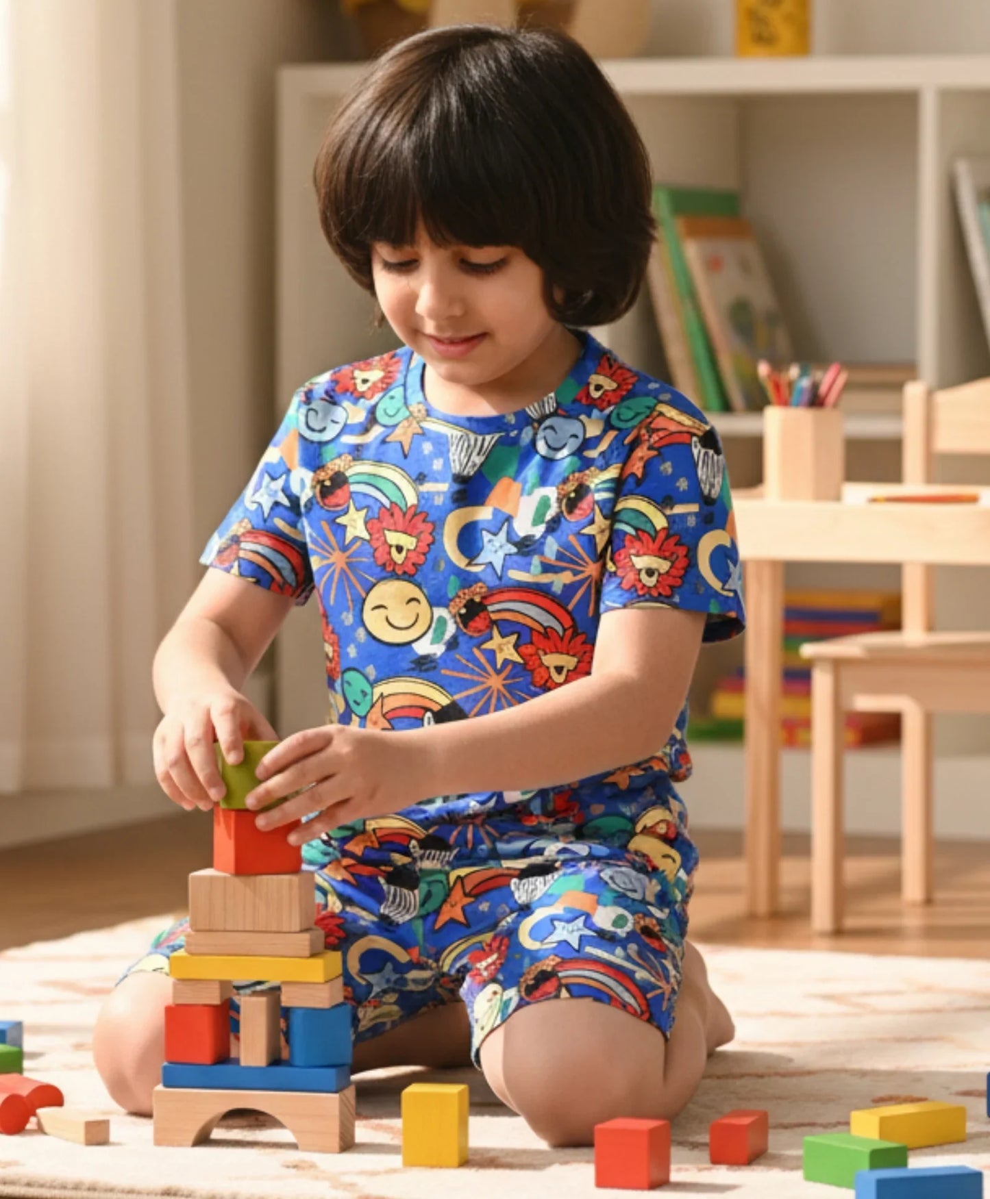 ANIMAL BLUE SLEEPWEAR SHORTS SET - BLUE